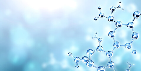 Horizontal banner with models of abstract molecular structure