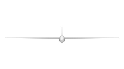 3D rendering of a glider airplane isolated on a white background