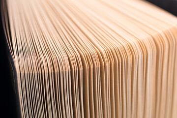 Open close-up of dense book pages