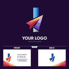 Letter I Paper Plane Logo Design Vector Icon Graphic Emblem Illustration 