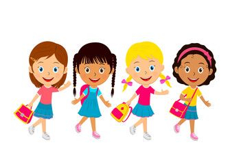 cute cartoon girls go with  bags