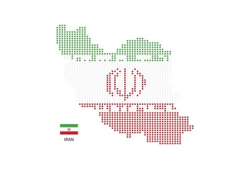 Iran map design by color of Iran flag in circle shape, White background with Iran flag.