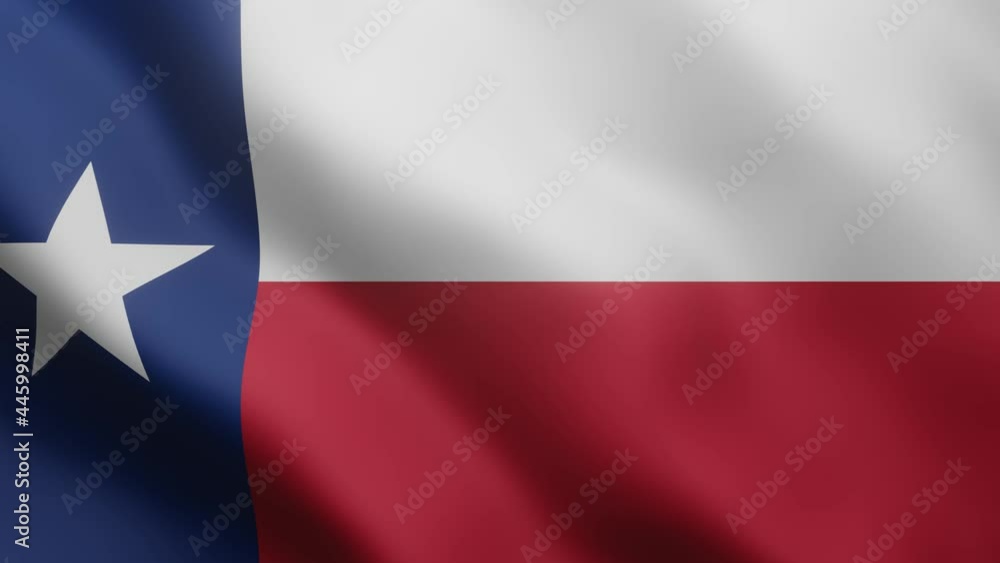 Poster texas flag waving in three dimensions. in the background, there is a national flag blowing in the wi
