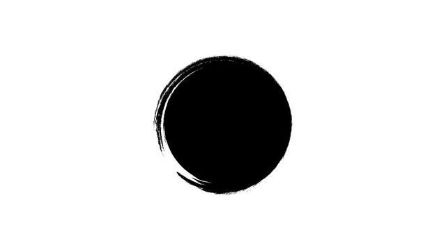 Brush draw circle in motion graphics animation. Motion black brush circle