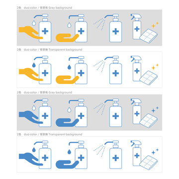 disinfectant icon set
