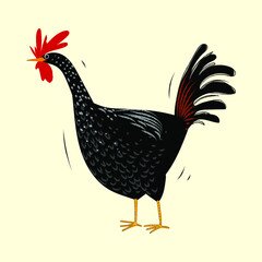 Chicken sketch drawing line arts black and white icon character vector illustration.