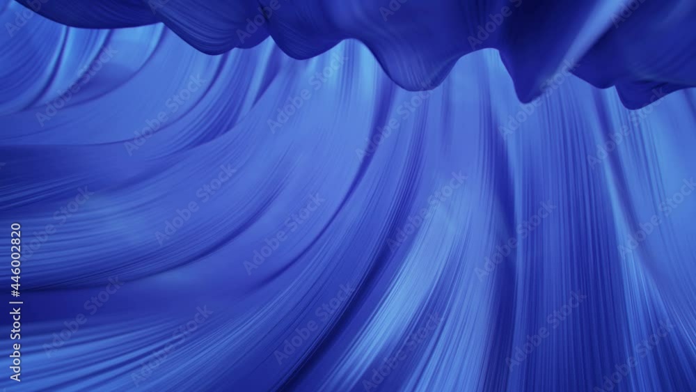 Aufkleber smooth curve blue silk. 3d render seamless loop animation