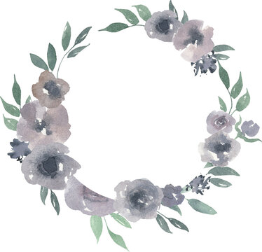 recommend clip art: Watercolor floral wreath, Peach blush pink flower, Pastel blue rose circle frame, Greenery digital clipart, Printable art, Sublimation design