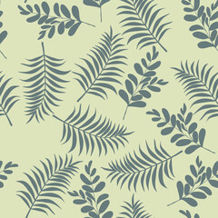 Fototapeta na wymiar Forest print, seamless leaves. Vector illustration.