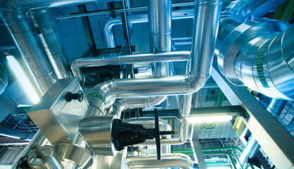 Industrial zone, Steel pipelines, valves and cables