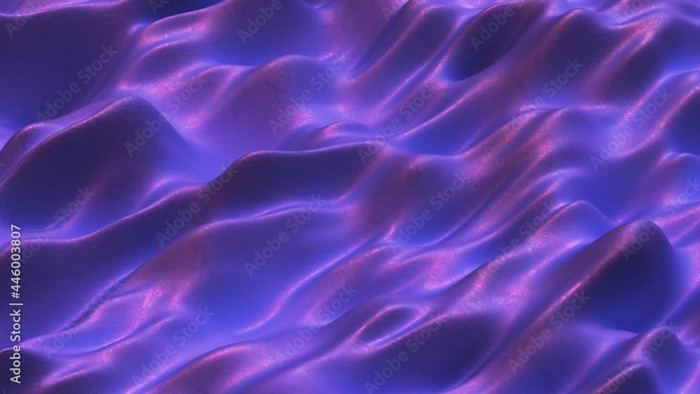 Poster purple liquid metallic surface. abstract wavy background. seamless loop 3d render animation