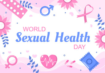 Fototapeta premium World Sexual Day which is held on September 4th For Raise Public Awareness About Harassment And How To Prevent Violence. Background Landing Page Illustration