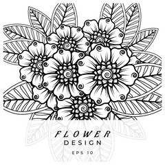 mehndi flower decorative ornament in ethnic oriental style. doodle ornament. outline hand draw.