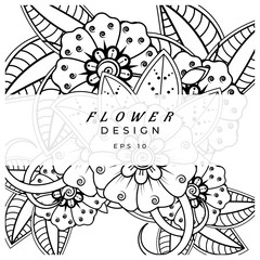 mehndi flower decorative ornament in ethnic oriental style. doodle ornament. outline hand draw.