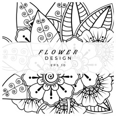 mehndi flower decorative ornament in ethnic oriental style. doodle ornament. outline hand draw.