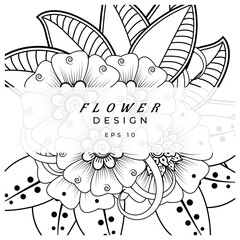mehndi flower decorative ornament in ethnic oriental style. doodle ornament. outline hand draw.