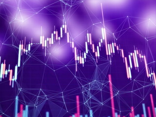 Indicators including volume analysis for professional technical analysis on the monitor of a...