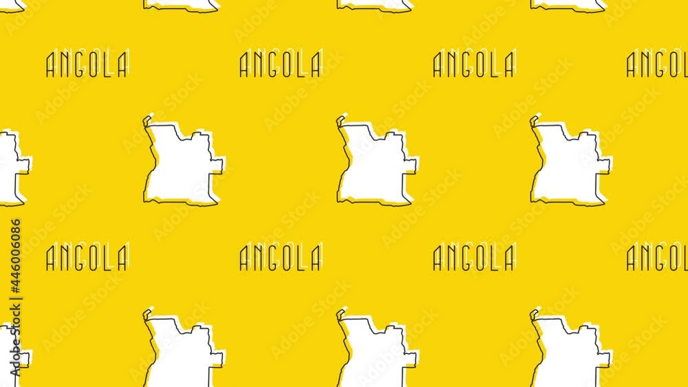 Aufkleber white country map of angola with a black thin line borders on a yellow background. concept animation