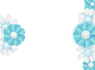 Social media post template with floral paper cut style element. Vector banner design templates in simple modern style with copy space for text, flowers and leaves. Wedding invitation backgrounds