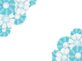 Social media post template with floral paper cut style element. Vector banner design templates in simple modern style with copy space for text, flowers and leaves. Wedding invitation backgrounds