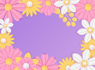 Naklejka na ściany i meble Colorful spring background with beautiful flowers. Vector illustration