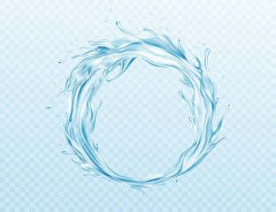 Realistic illustration Water splash isolated on transparent background. Real transparent water effect. Vector illustration