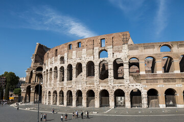 View of the Roman Colosseum-an architectural monument of ancient Rome of the 1st century AD. Rome, Italy