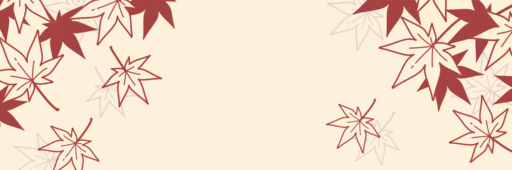 和風のもみじの背景イラスト（秋のイメージのバナー素材）