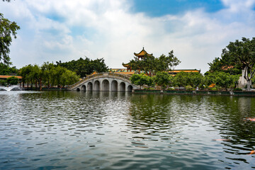 Fototapeta na wymiar Baomo Garden, Lingnan Classical Garden Landscape in Guangzhou, China