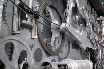 The internal mechanical structure of the train