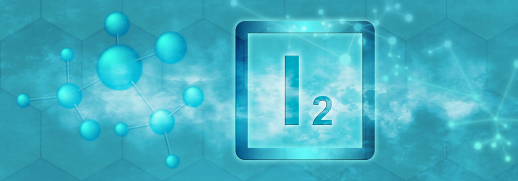 I2 symbol. Iodine molecule