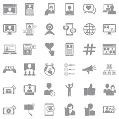 Influencer Icons. Gray Flat Design. Vector Illustration.