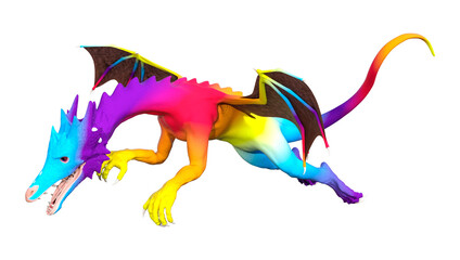 3D Rendering Fairy Tale Dragon on White