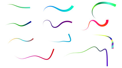 Colorful gradient swooshes and flourish set vector illustration.