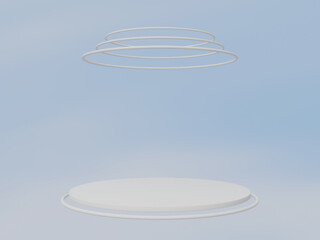 Obraz premium White podium on sky background.