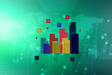 2d rendering Stock market online business concept. business Graph 