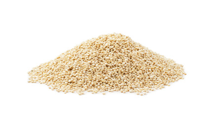 Small pile of raw white quinoa, isolated