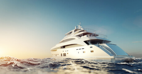 Luxury motor yacht on the ocean