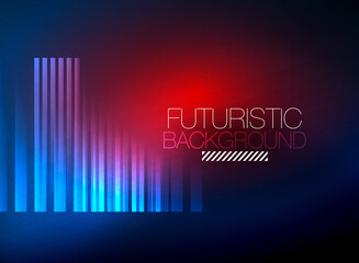 Fototapeta premium Bright neon color techno abstract background, shiny glowing neon lines in the dark background