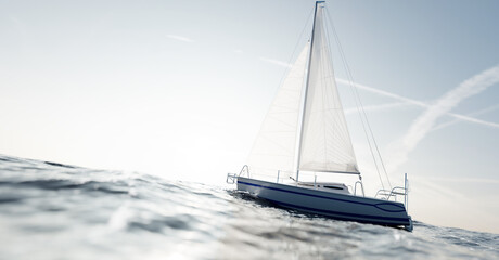 Sailing yacht on the ocean