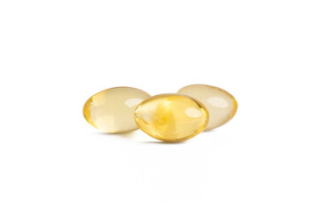 Capsule containing oil from Star Bean Inca isolated on white background. pills, dietary supplement, vitamins, medication, food supplement, natural extracted oil, Inca nut oils stars