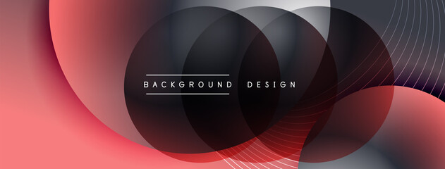 Gradient circles with shadows. Vector techno abstract background. Modern overlapping forms wallpaper background, design template