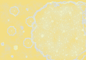 レースのような繊細な線画の花背景イラスト・イエロー系