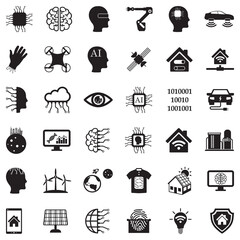 Future Icons. Black Flat Design. Vector Illustration.