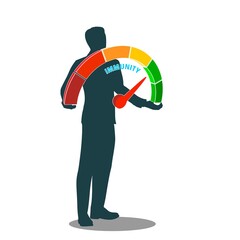 Man holding immunity level measuring device scale