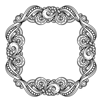 Black and white doodle square frame.