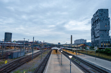 Fototapeta premium Gleise Bahnhof SBB, Basel, Schweiz