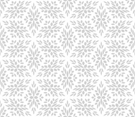 Flower geometric pattern. Seamless vector background. White and gray ornament.