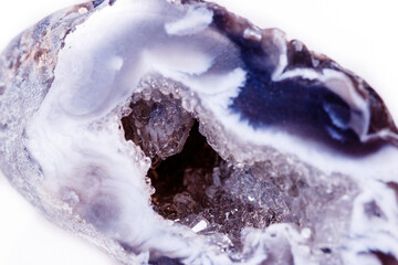 Macro mineral stone agate bud on white background