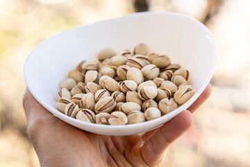 Closeup shot of cashew on pot